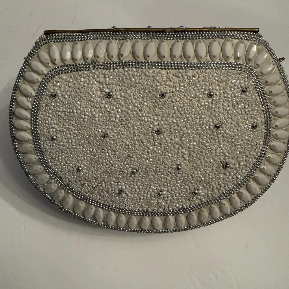 Ramla Bag Clutch Shoulder Bag White Stone Silver Bridal Wedding Party Formal New